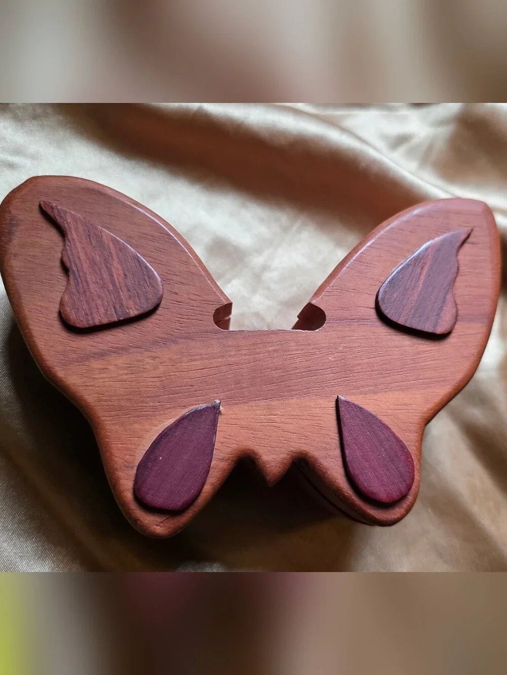 Handmade Wooden Butterfly Puzzle Box - Brown with Mahogany And Rosewood Accents